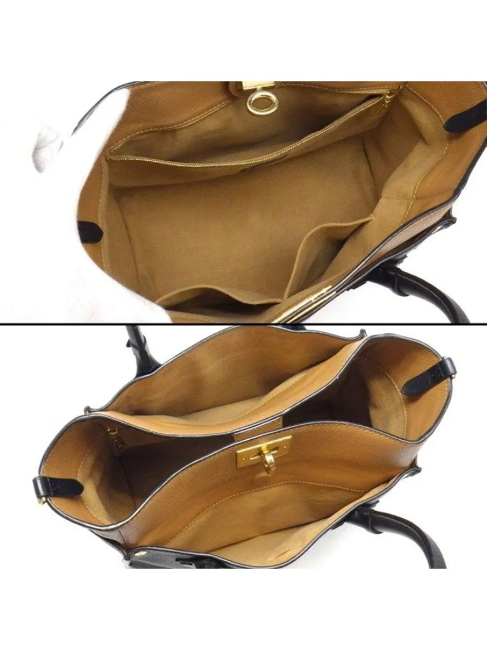 Louis Vuitton Tote Bag on My Side MM Monogram Canvas Black Grain Calfskin